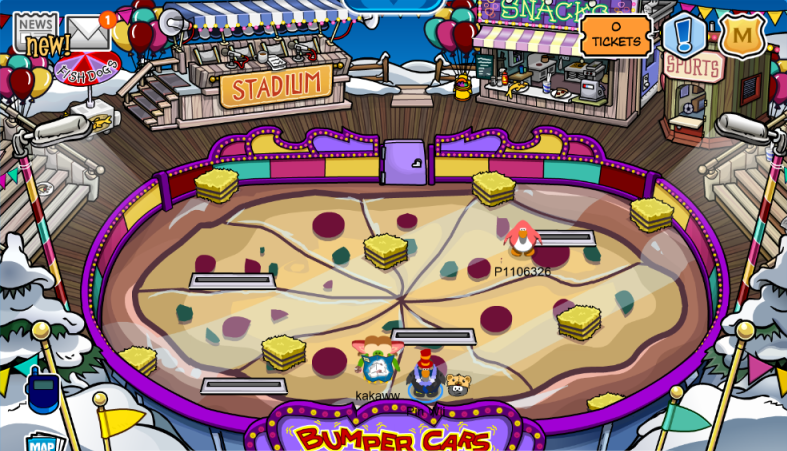 Bumper Cars sobre una pizza gigante
