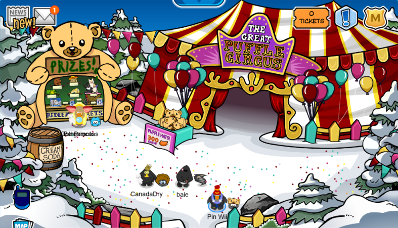 The Great Puffle Circus y puesto de premios